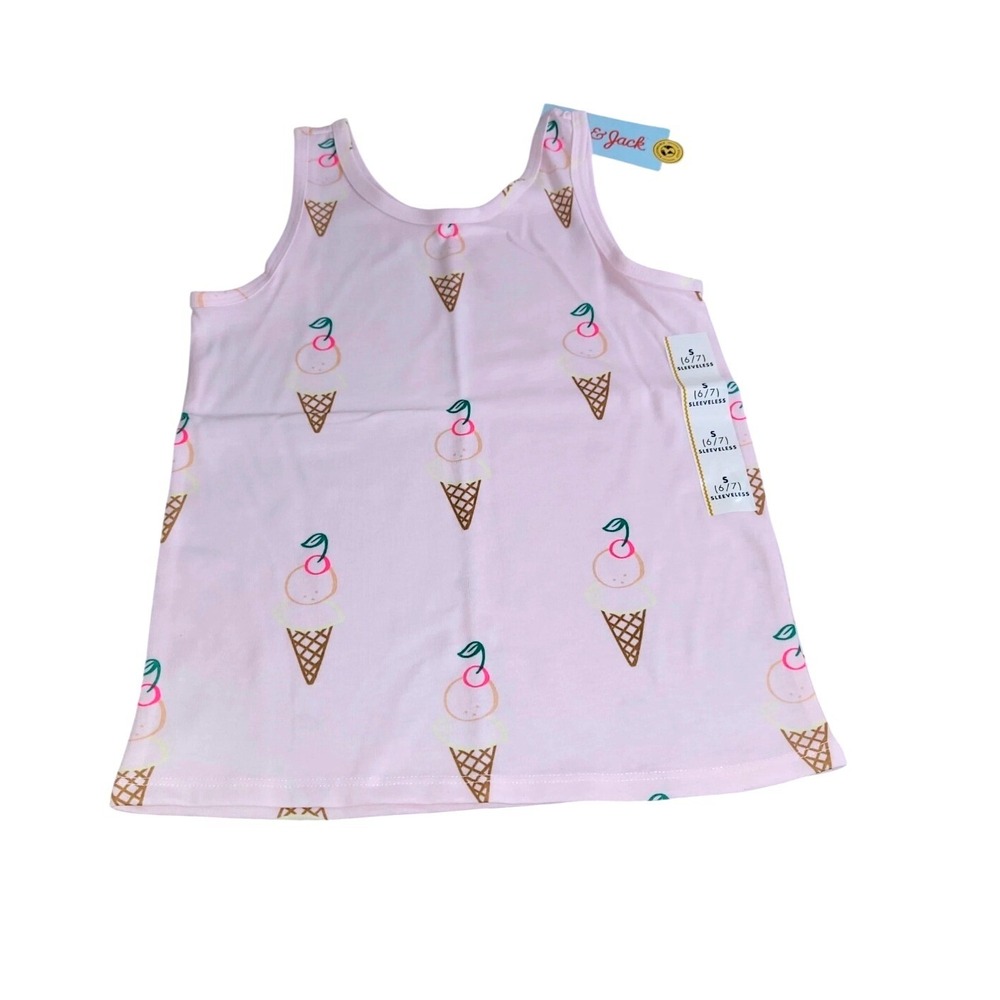 Cat & Jack Girls Pink Ice Cream Cone Print Sleeveless Tank Top Size S‎ 6/7 NWT